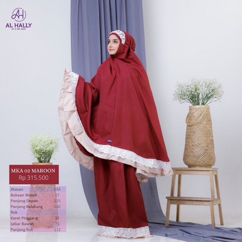 [COD] TERLARIS MUKENA DEWASA ALL SIZE AL HALLY MAROON ORIGINAL || PUSAT DISTRIBUTOR