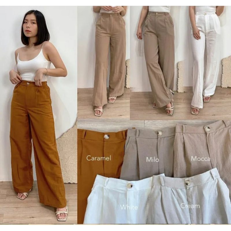 celana kulot highwaist HW katun linen bangkok