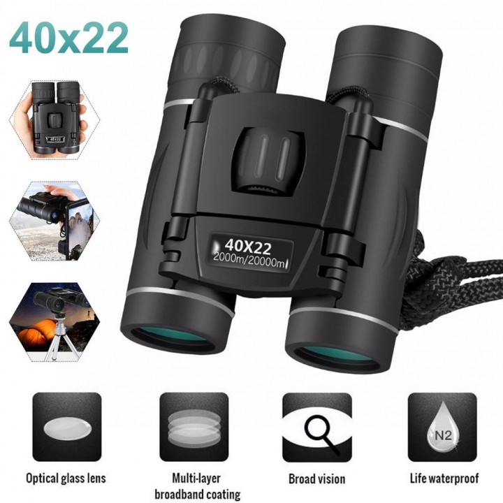 Mini Foldable HD 40x22 Long Range 2000M Binoculars - Teropong