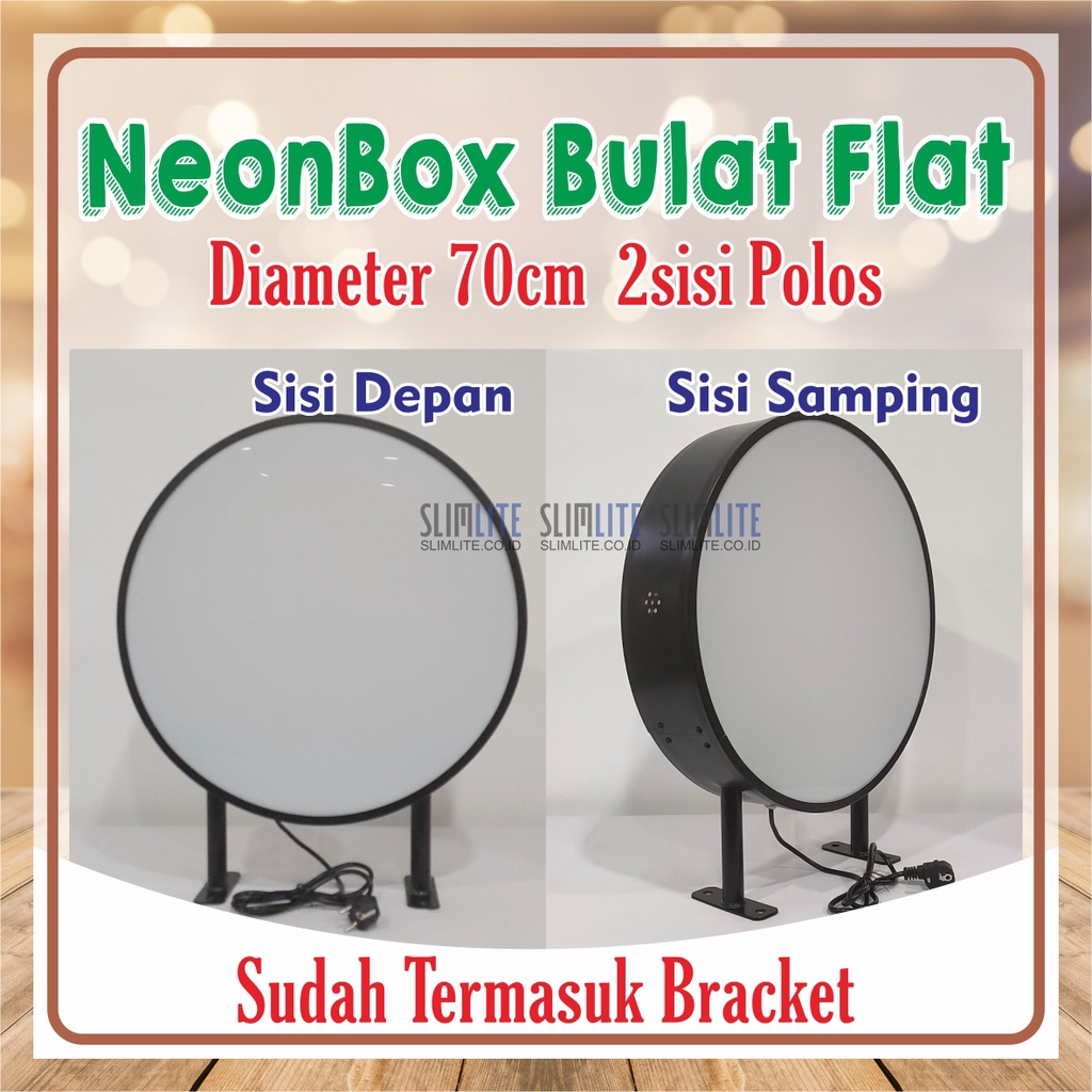 Neon Box Bulat 70cm 2sisi Flat Polos Frame Tebal 11,5cm | Neon Box Bulat (RF115-FF70-2s) NBB Diamete