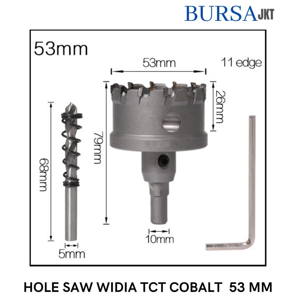 HOLE SAW TCT WIDIA M35 COBALT MATA BOR PELUBANG BESI KUNINGAN PLAT TEBAL 53 MM