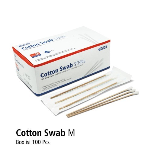 Kapas Lidi Swab Applicator Aplikator Cotton Swab Onemed Steril isi 100 - S M