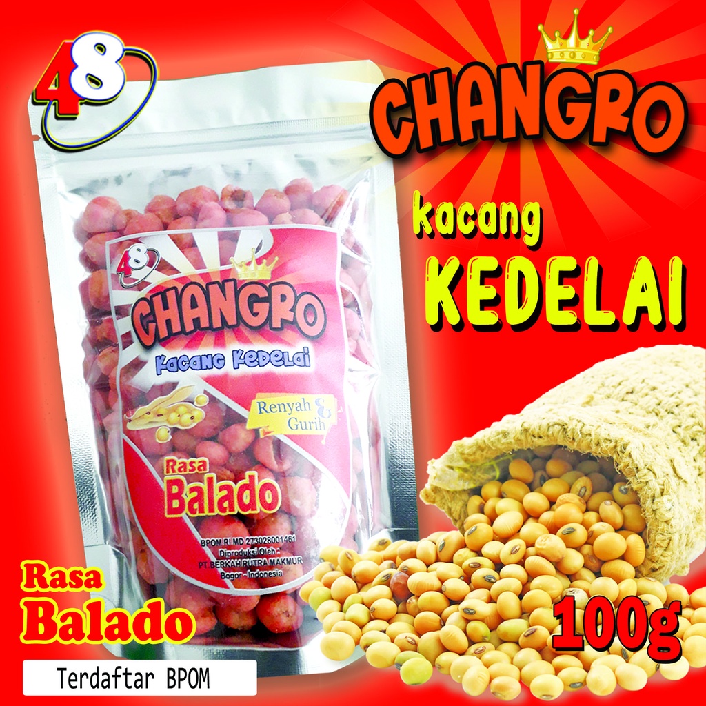 

Changro 48, Changro, Cangro, Kacang Kedelai, Kacang Kedele, 48, Balado, Camilan Pedas, Cemilan, Makanan Ringan