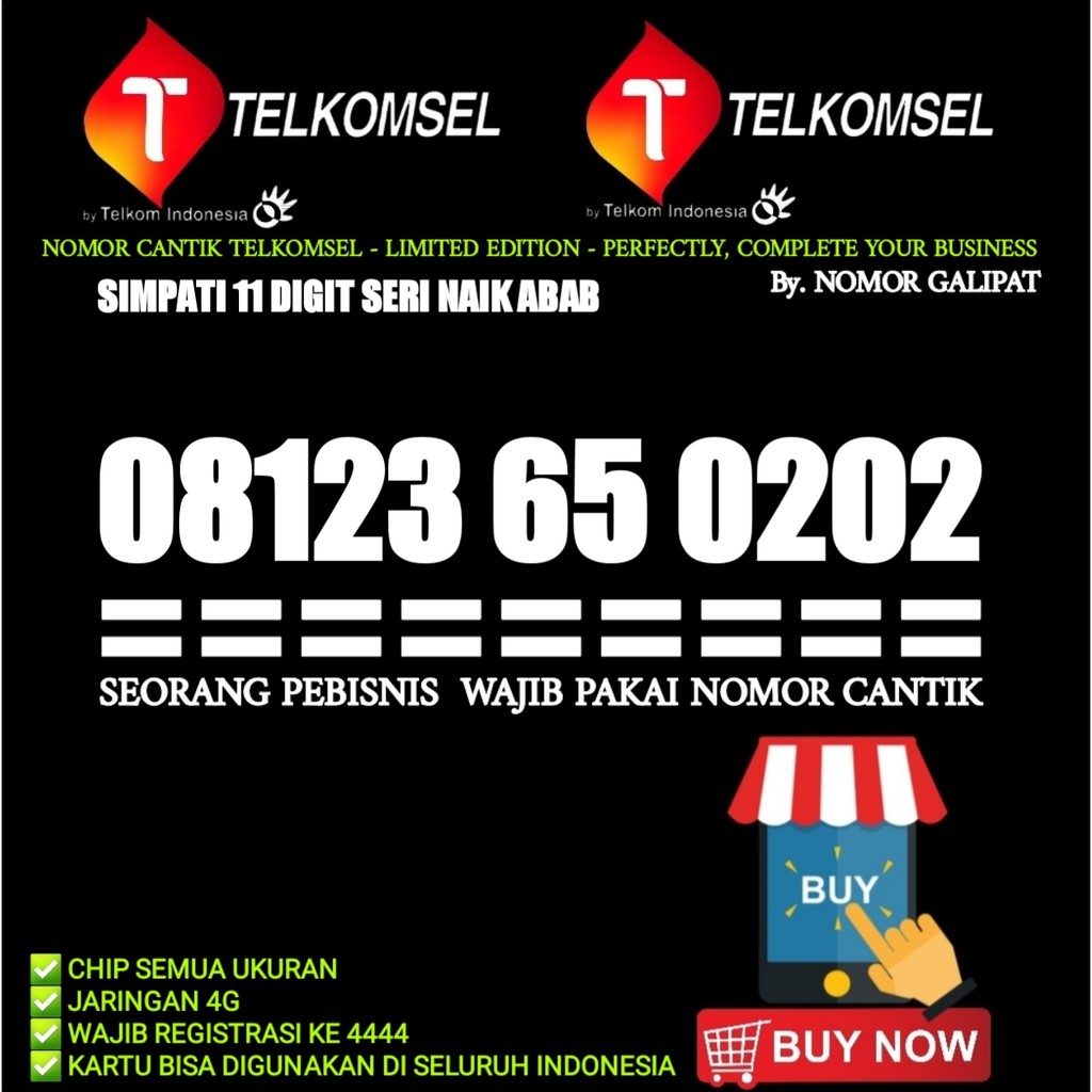 KARTU PERDANA TELKOMSEL NOMOR CANTIK SIMPATI 11 DIGIT Series ABAB 0202, 0303, 0404