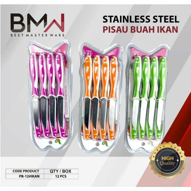 Pisau Stainless/Pisau buah Set 12 murah Motif ikan