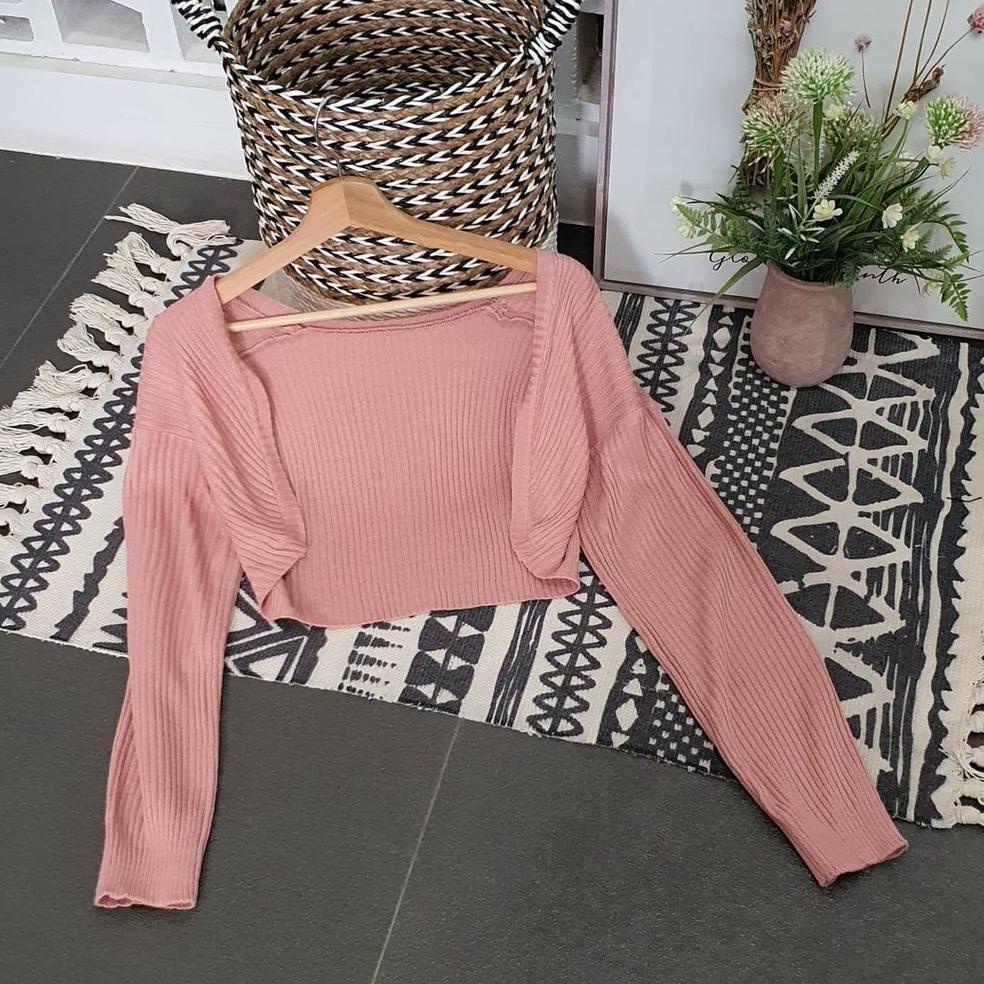 BOLERO CROP / KARDIGAN RAJUT WANITA / CARDI JALUR / OUTER LENGAN PANJANG / LUARAN PENDEK TERLARIS Q2