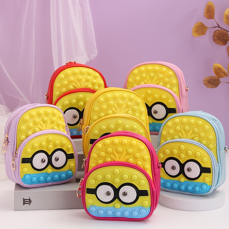 Tas Pop It Anak Rainbow Macaron Tas Selempang Unicorn Tas Selempang Minions Tas Ransel Minions Tas Gamblok MinionsPop It Murah Viral Tiktok Gelembung Sensory Mainan Fidget Toy Pop Bubble Gelembung