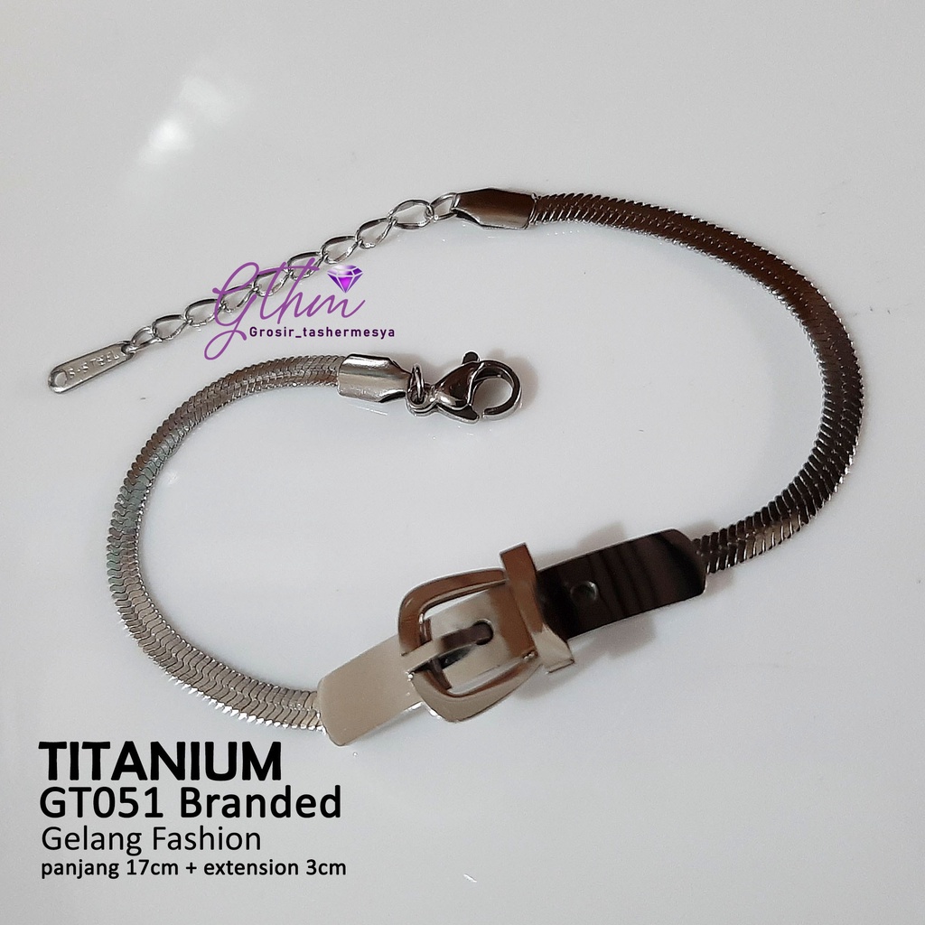 Gelang Titanium Branded H Belt Perhiasan Fashion Import Premium GT055 GTHM