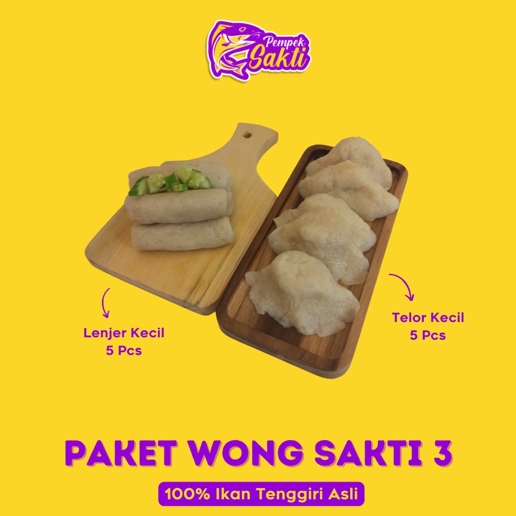 

Paket Wong Sakti 3 - Pempek Telor Kecil 5 pcs dan Pempek dan Lenjer Kecil 5 pcs (100% Ikan Tenggiri Asli)