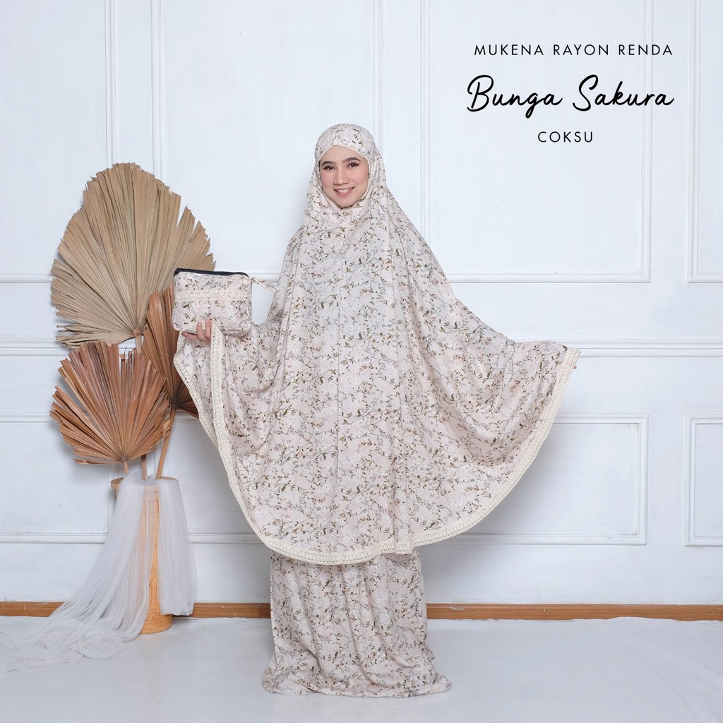 MUKENA RAYON RENDA BUNGA SAKURA TAS RENDA