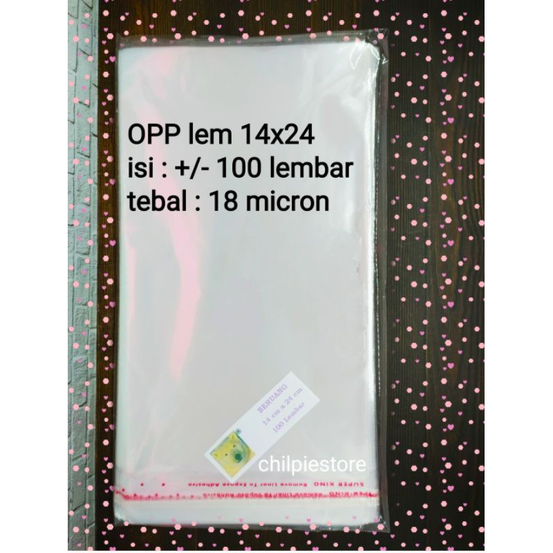 (isi 100) OPP 14x24 tebal 18 micron / Plastik OPP lem 14x24 / OPP 14x24