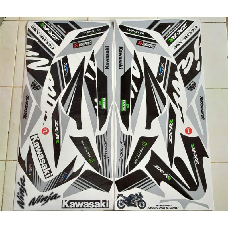 Striping variasi KAWASAKI NINJA 250 KARBU lis stiker murah ninja 250 karbu