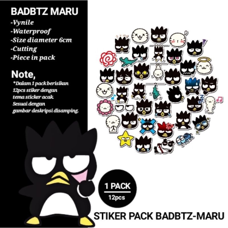 

sticker badbtz maru 12 sampai 15 pcs harga 6.000
