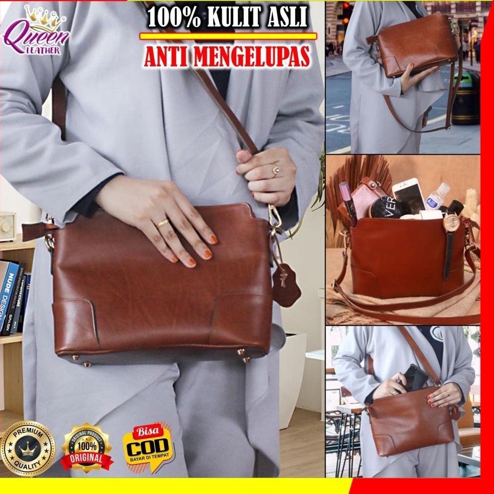 {MSR.25Au22w} Tas Selempang Wanita Kulit Asli Slempang hp handhone cewek slingBag Kosmetik Cosmetik 