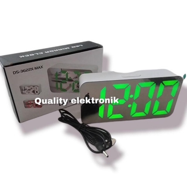 JAM LED MIRROR / LED DS-3622 MIRROR CLOCK WHITE GREEN RED MAX