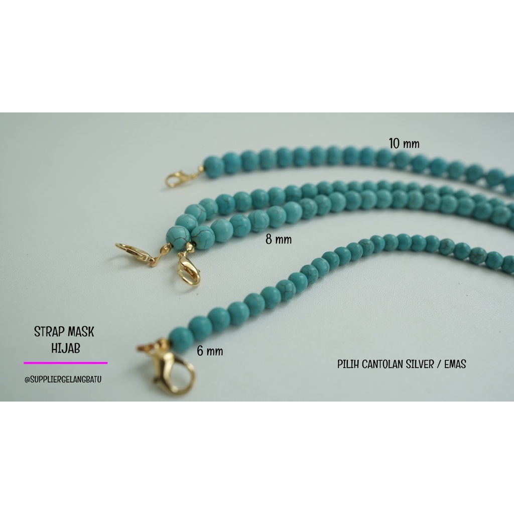 PROMO konektor masker batu hijab BLUE PHYRUS pirus biru strap mask