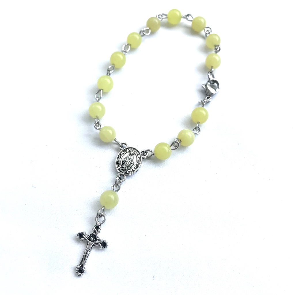 Gelang Rosario Batu Alam Kuning/Gelang Rosario Batu Kuning Agate Impor/Rosario Gelang Kuning Anti Ka