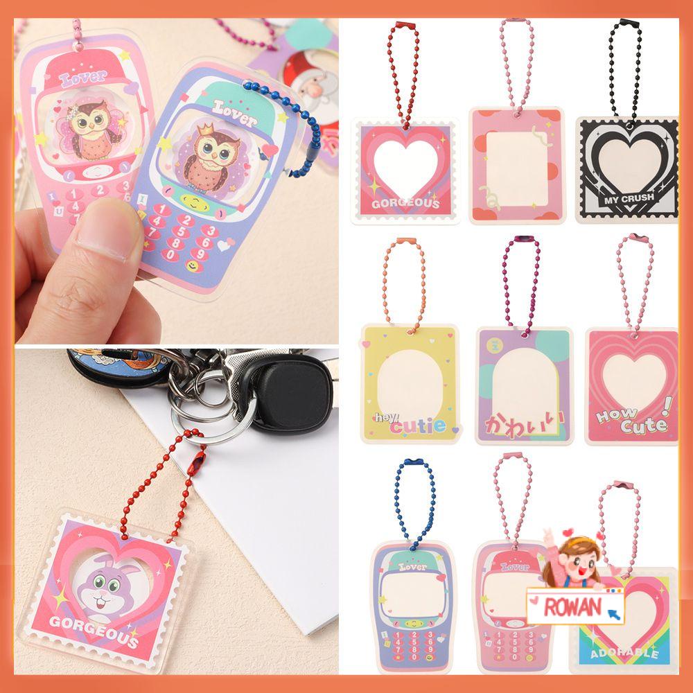 ❈ROWAN❈ 1 inch Photocard Holder Transparent Idol Photo Sleeves Key Chain School Stationery DIY Star Chasing Pendant Acrylic Photo Frame