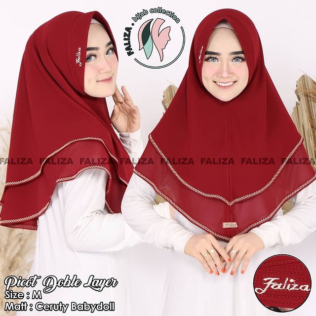 HIJAB PICOT 2 LAYER STANDAR/ JILBAB INSTAN/ KERUDUNG PREMIUM