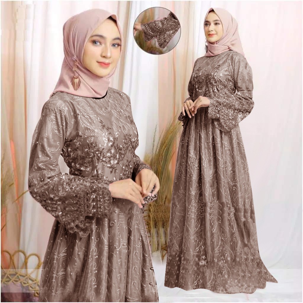 (GAMIS TERBARU)GAMIS TILE SYAKIRA/M/L/XL/XXL/XXXL/GAMIS TERBARU 2021/GAMIS JUMBO/GAMIS LEBARAN WANITA MUSLIM/BAJU MODEL TERBARU PAKAIAN WANITA/GAMIS BRUKAT/GAMIS TILE/GAMIS KONDANGAN WANITA/MAXI TILE/BAJU GAMIS/DRESS MAXI/GAMIS PESTA-BROWN