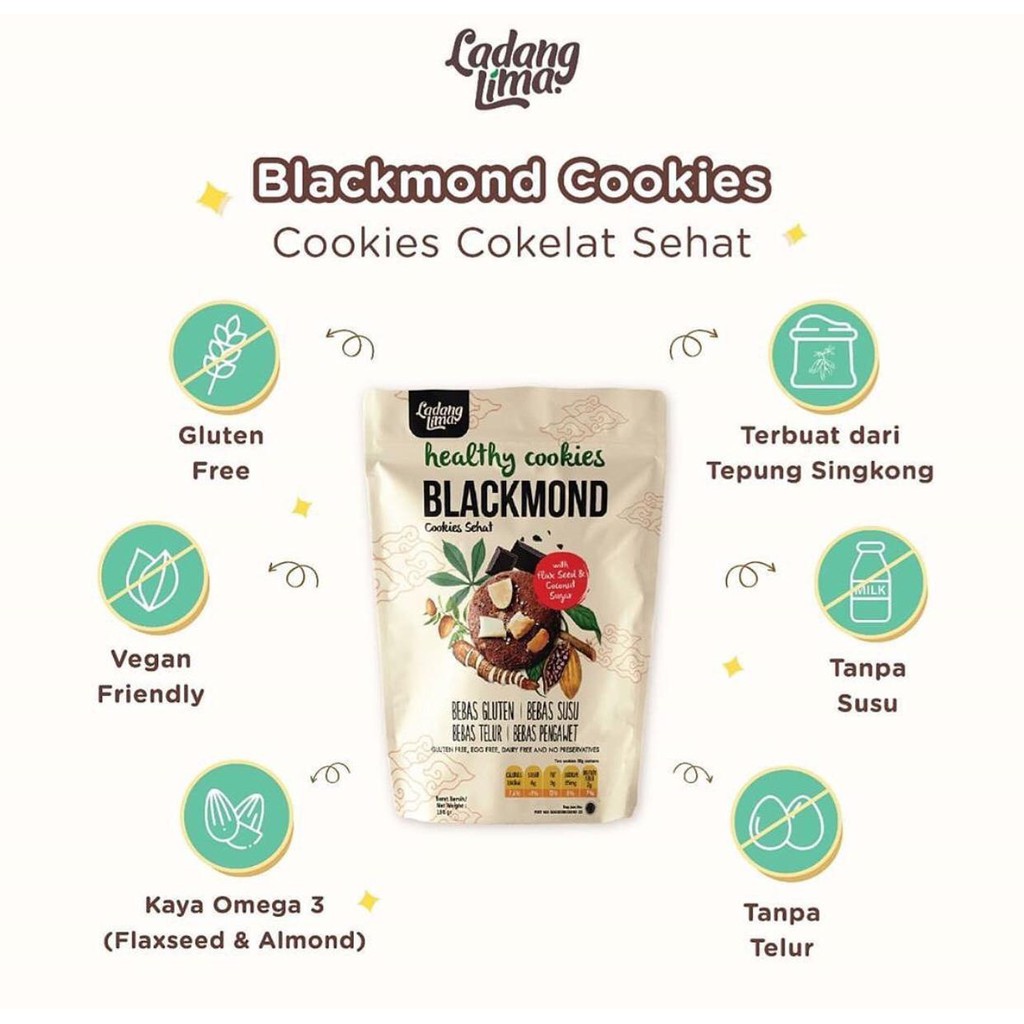 Ladang Lima Blackmond Cookies Cemilan Sehat 80 | 180g