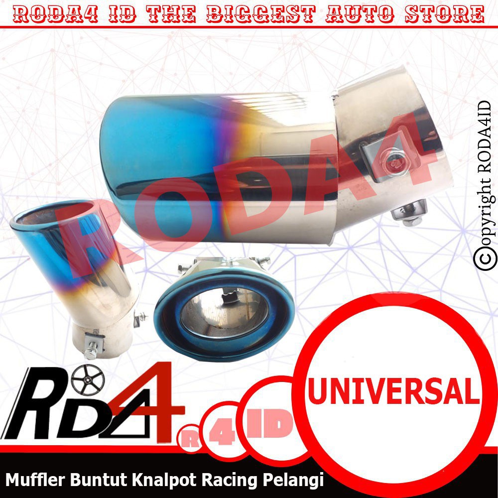 Muffler  Buntut Knalpot Mobil Universal Racing Pelangi