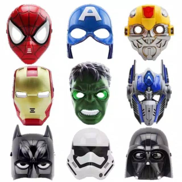 Topeng anak superhero captain America Bumblebee Thor spiderman Batman hulk robot transfoemers