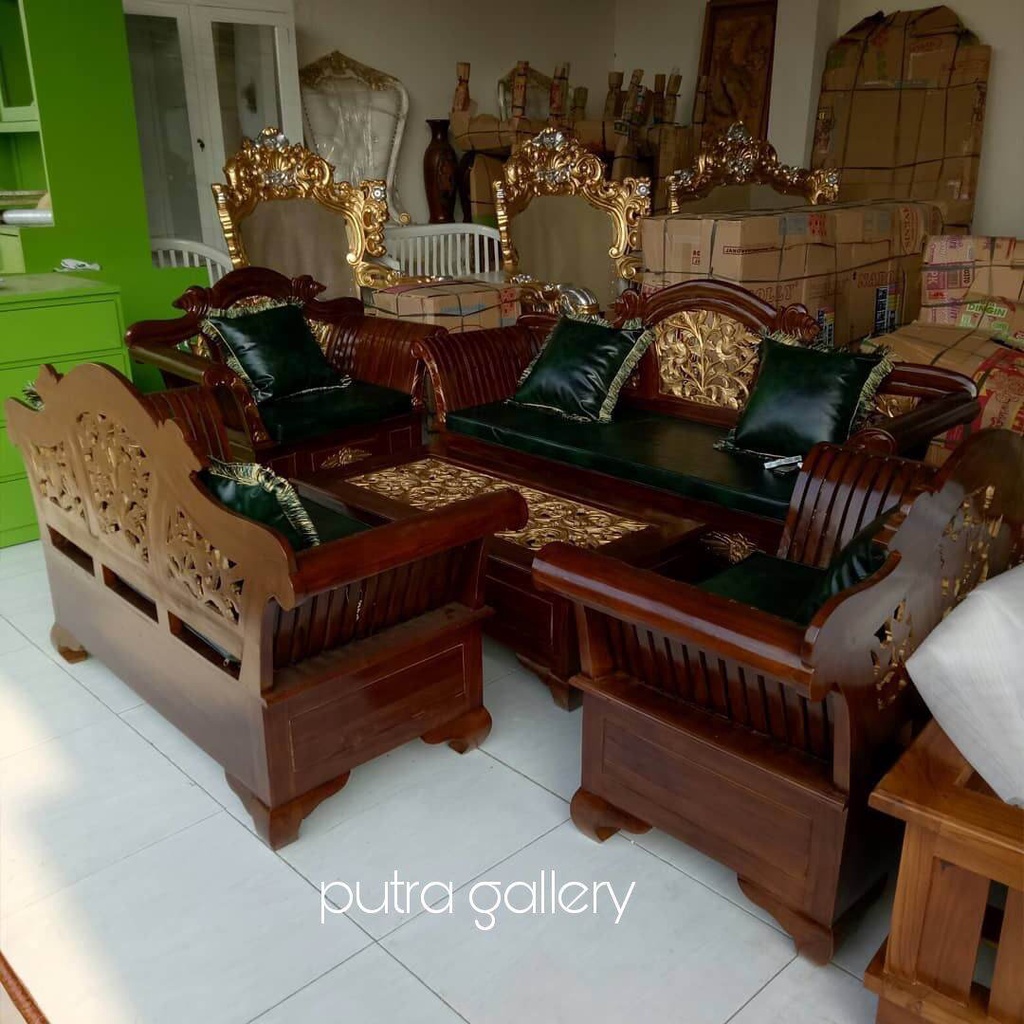 Kursi Tamu Madura Kiong + Busa Bantal Full Kayu Jati Jepara PGM-005