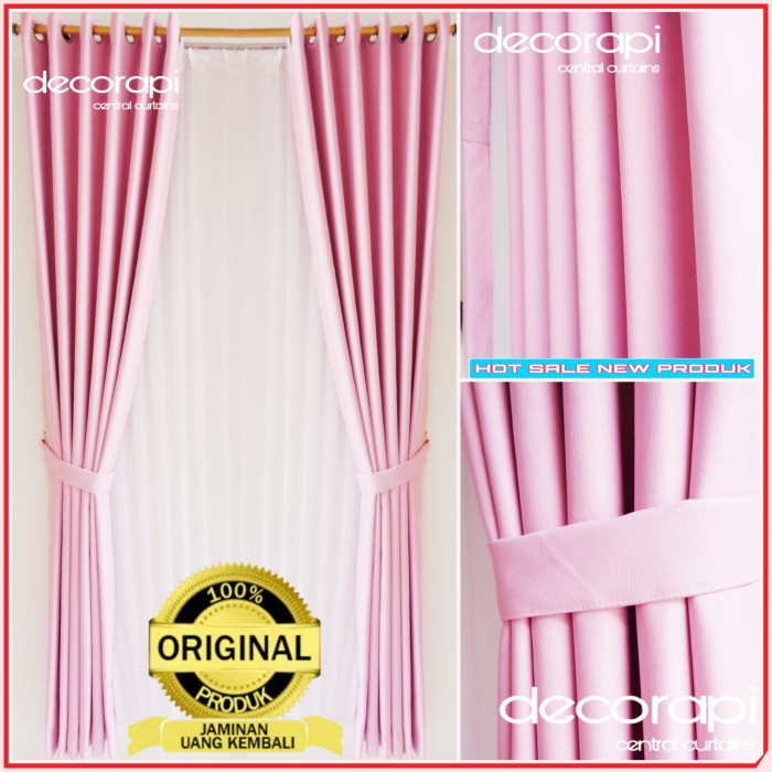 (TERBARU) Gorden hordeng tirai jendela pintu minimalis pink serat sapron - sapron pink