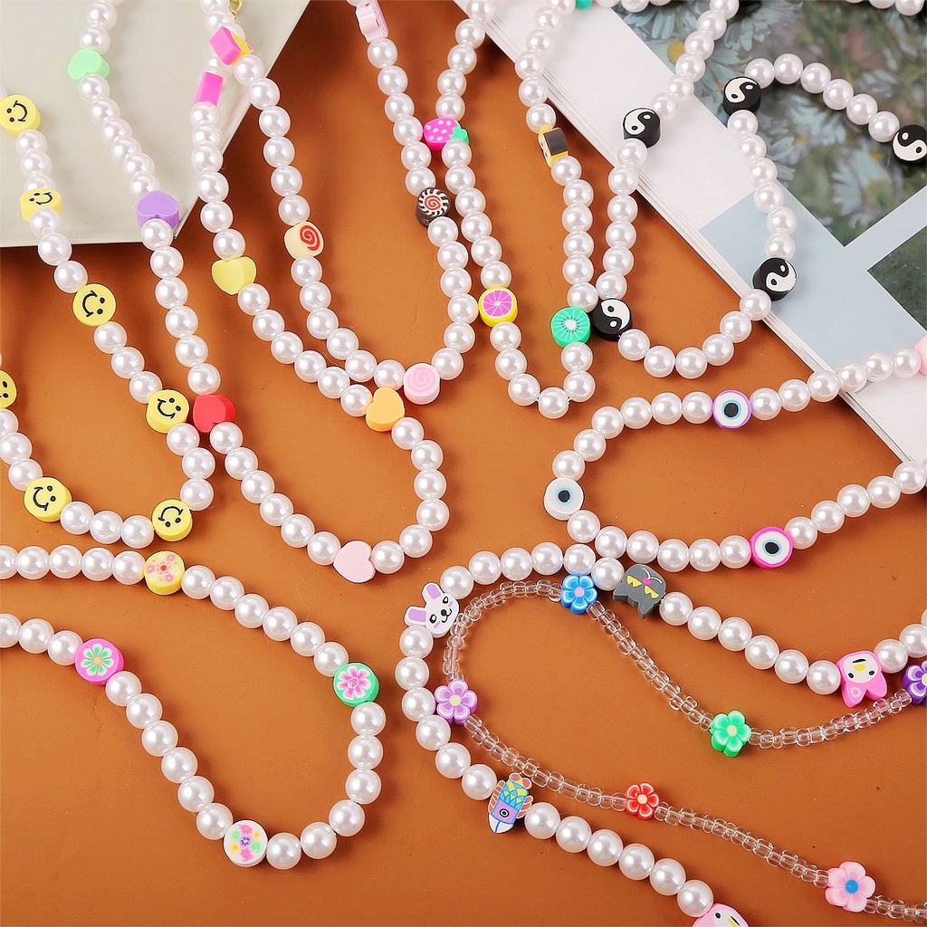 IFYOU Kalung Choker Rantai Manik-Manik Mutiara Warna-Warni Untuk Wanita