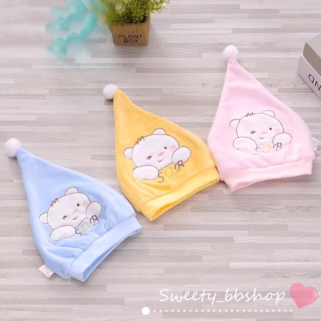 Topi bayi kurcaci katun newborn bordir beruang 0-4 bulan