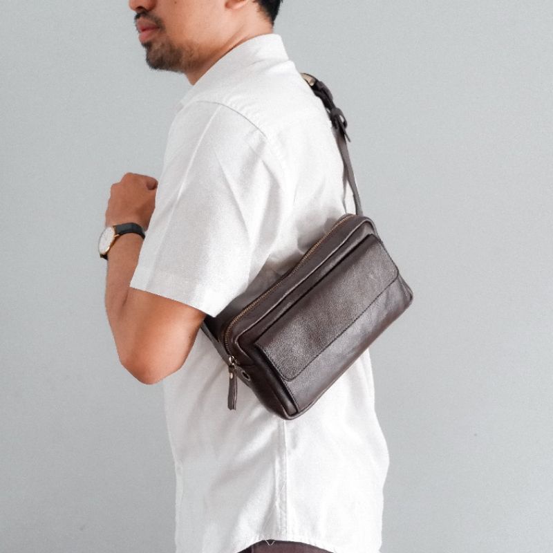 Waistbag Kompek Kulit Sapi Asli Pria #11