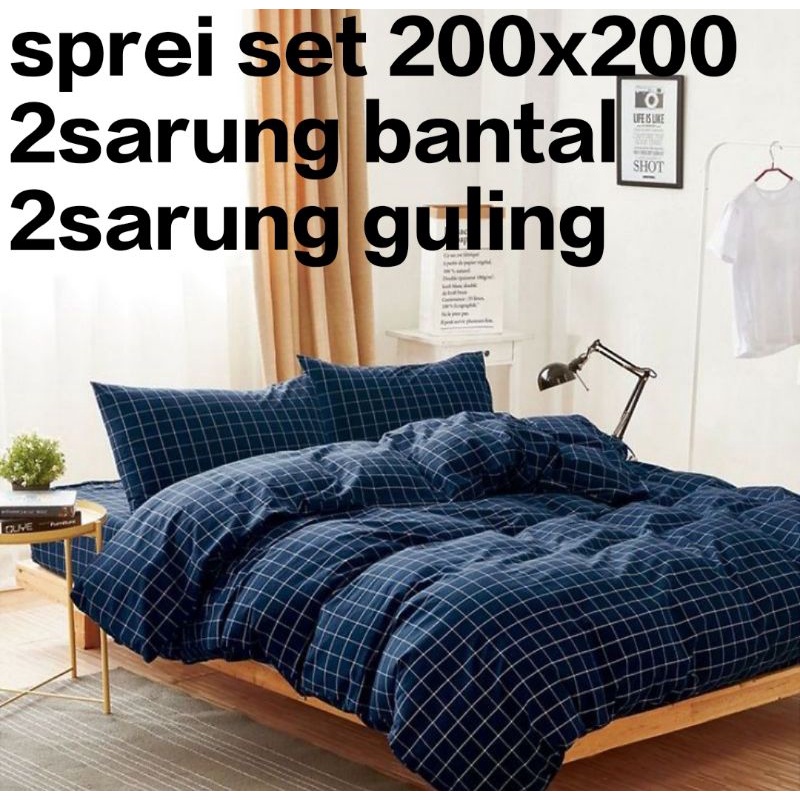 sprei aesthetic kotak merah abu hitam biru ukuran 200x200 sprei viral sprei korea