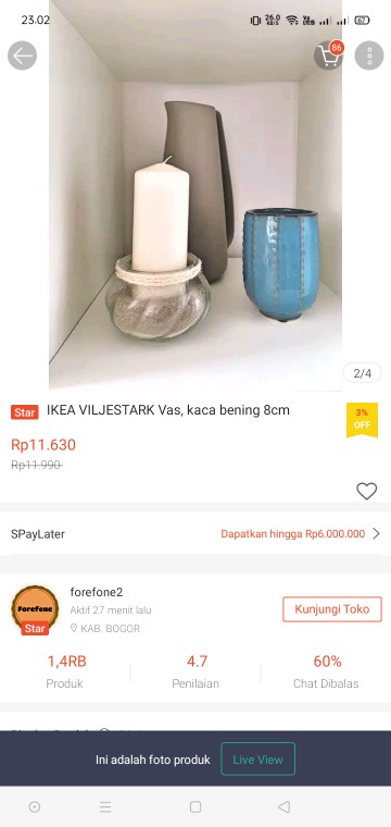 Ikea Viljestark Vas, Kaca Bening 8cm