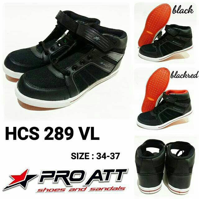 Sepatu Sekolah Unisex Full Black Pro Att Hcs 289 VL Murah Dan Terbaru 34-37