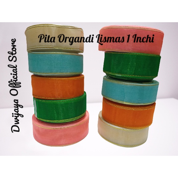 

Pita Organdi Lis Mas Ukuran 1 inch / 2,5cm Per Roll