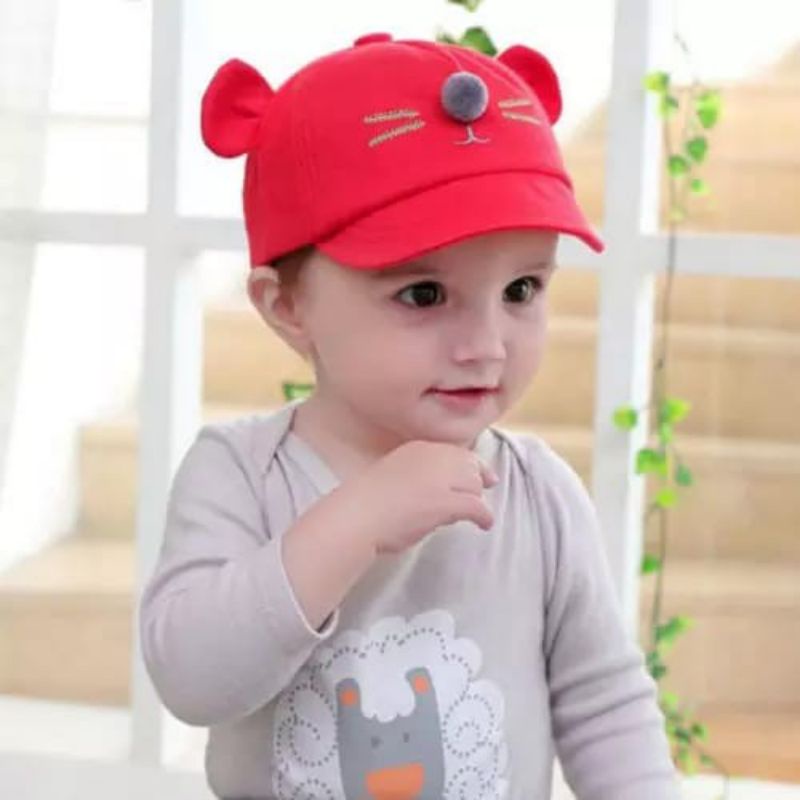 Topi anak motif 3D kucing topi fashion