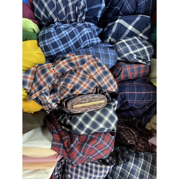 Katun Kotak Kain Flanel Bahan Kemeja Blus Rok