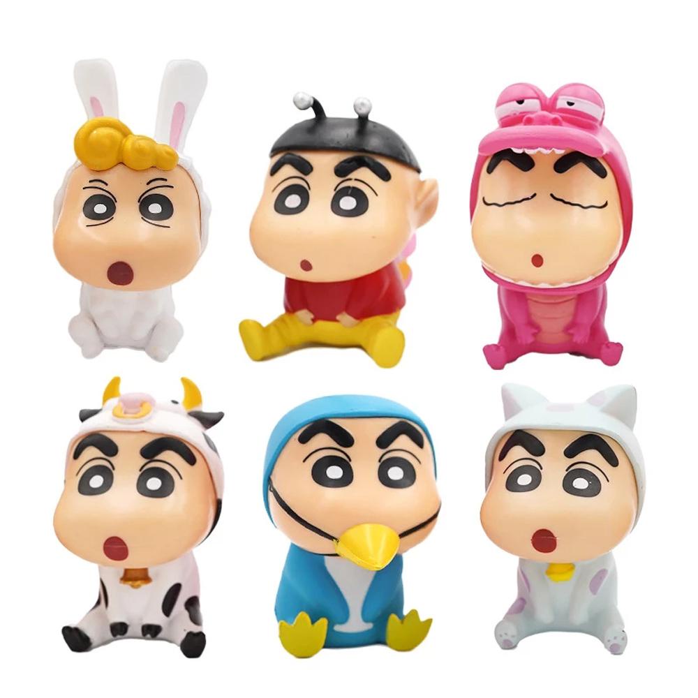 QUINTON Crayon Shin-Chan Butterfly 6pcs Mainan Model Buaya Shinnosuke