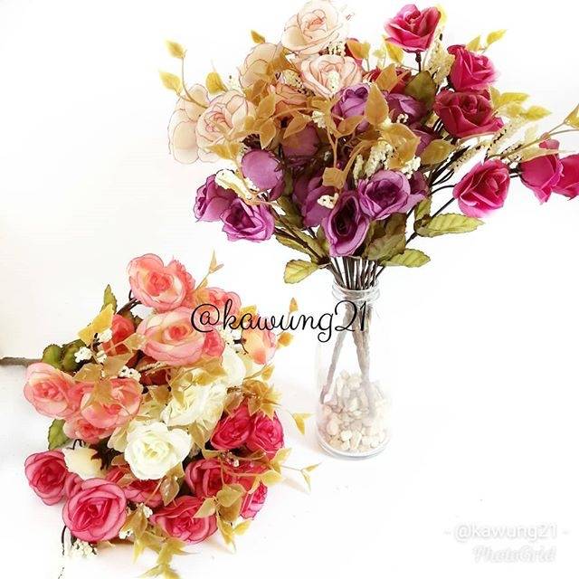 AF24 Bunga Mawar Vintage Artificial Buket Tanaman Hias Rose Antik