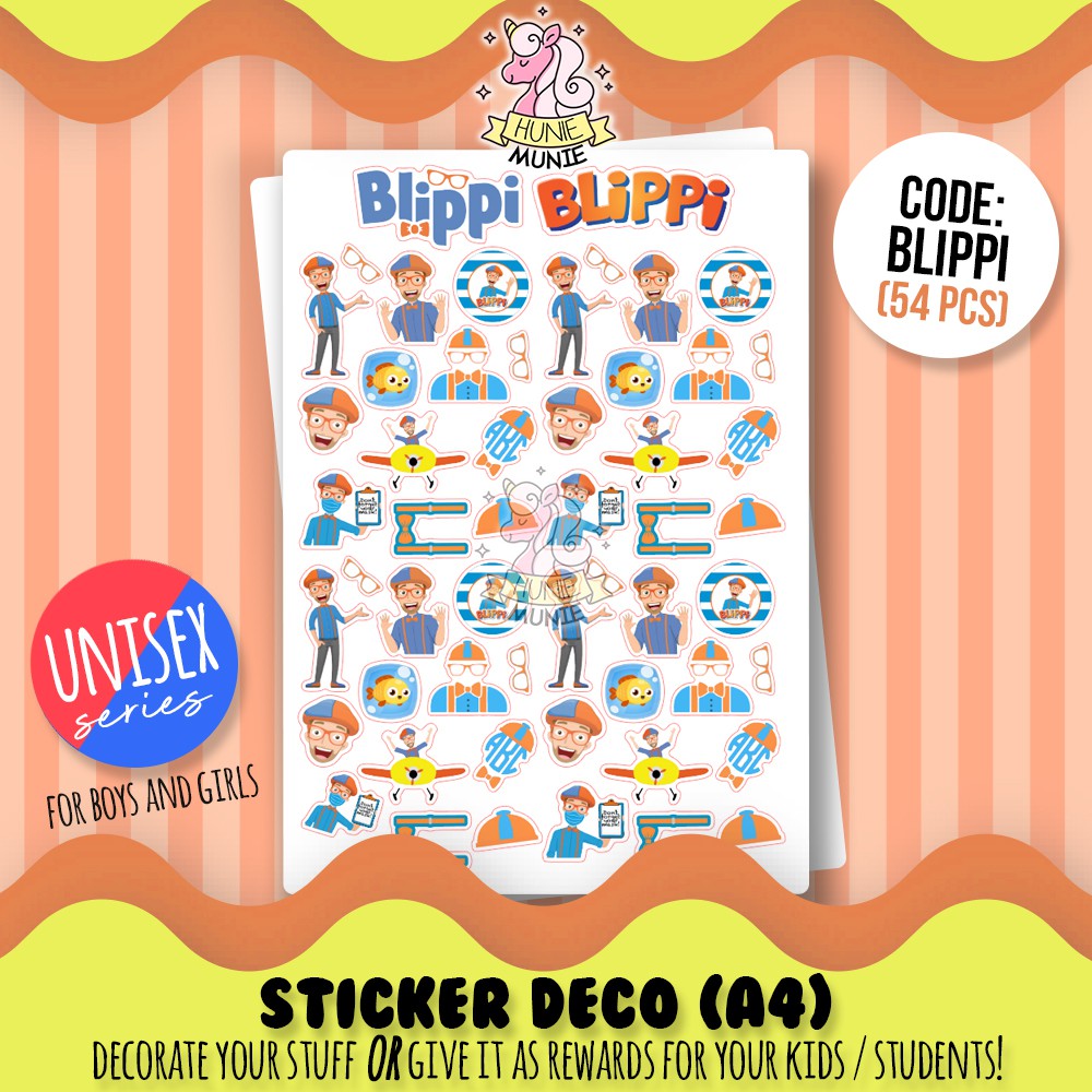 

Sticker Deco - Blippi - UNISEX SERIES - Stiker Reward Anak Cake Topper - Hunie Munie