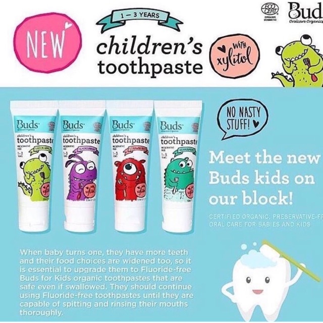 Buds Organic toothpaste 1-3 years