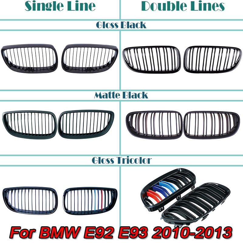 Kidney Grill Bumper Depan Warna Hitam Untuk BMW E92 E93 3 Series M3 2006-2013 M