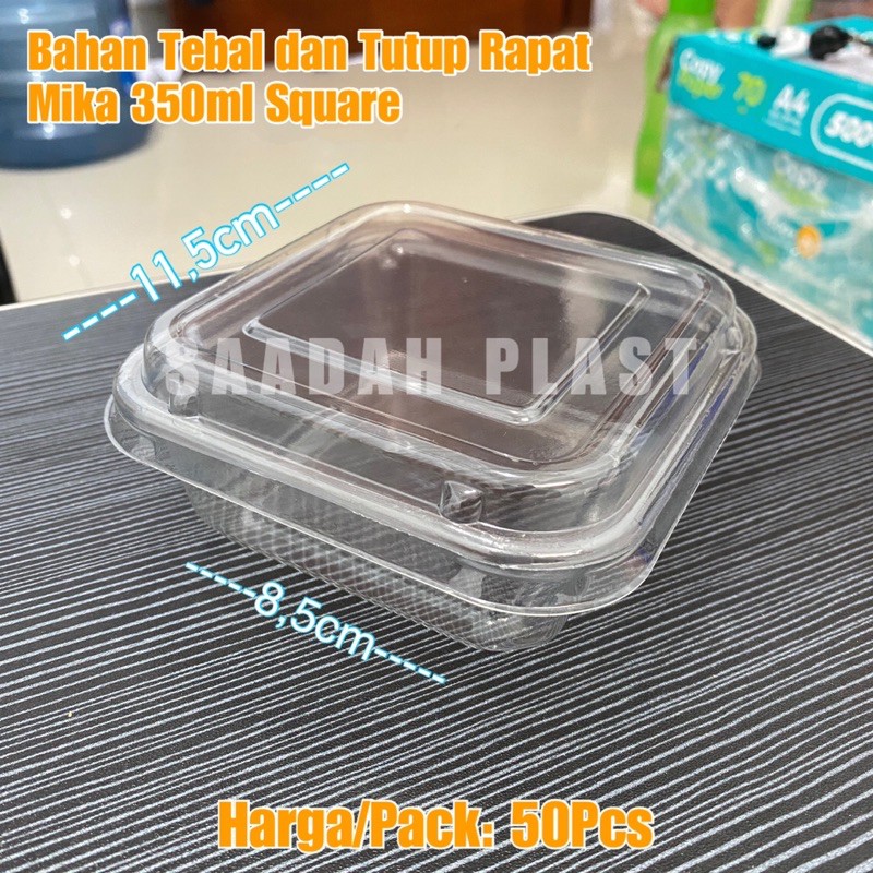 (ISI 50) Mika Plastik 350ml Square Kotak Persegi / Mika Kotak Buah