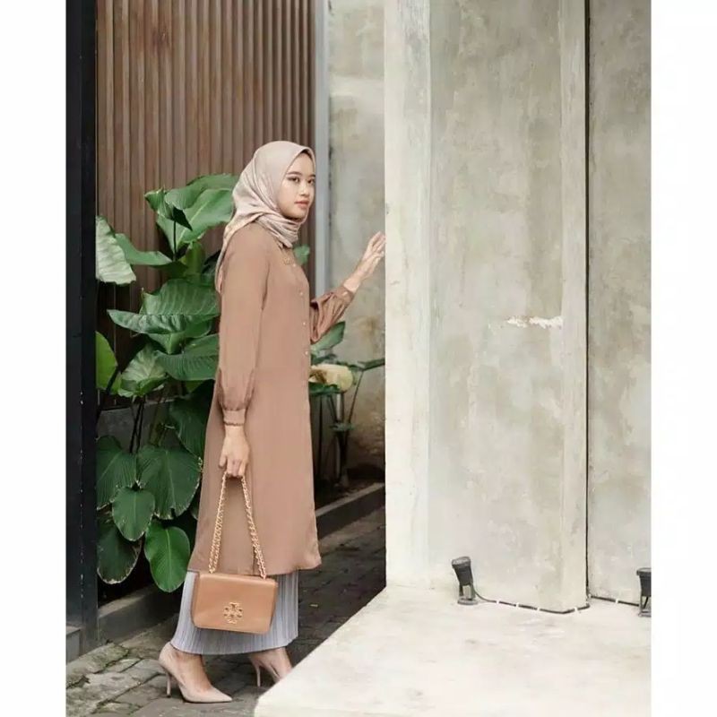 Aisya Long Tunik Bahan Moscrepe Fit L