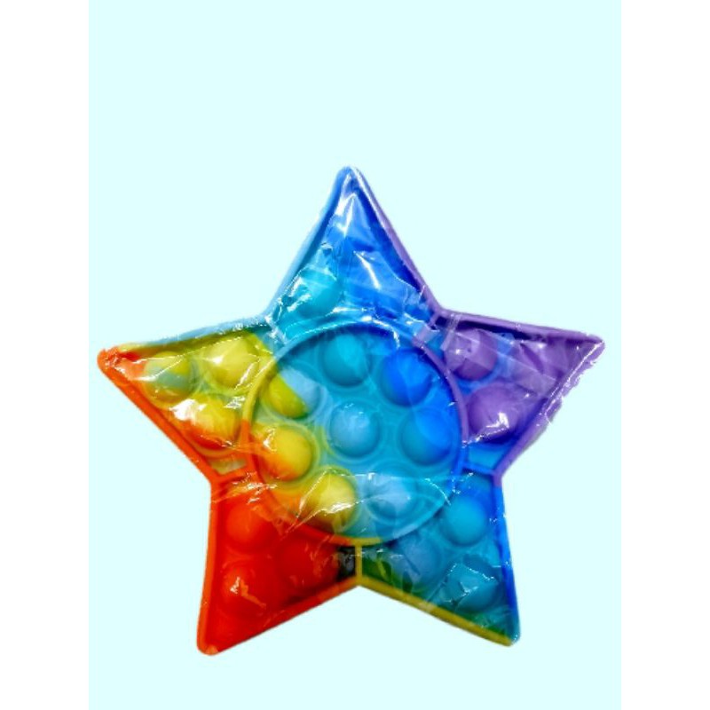 ready Banjarmasin fidget Pop It warna biasa/Pelangi its Mainan anak penghilang stres-Bintang rainbow