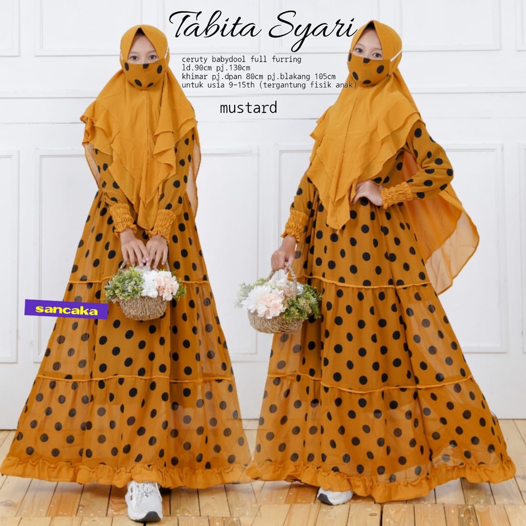 Tabita Syari Kids Free Masker Ori by Sancaka Gamis Syar'i Anak Setelan