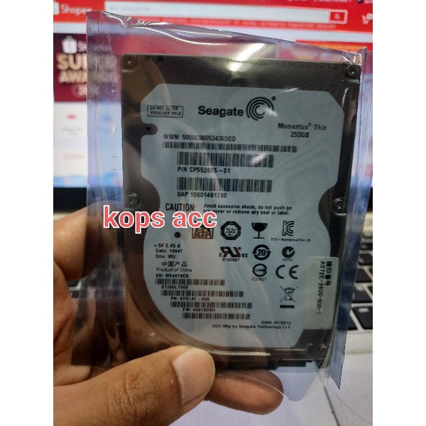 Hardisk laptop 250gb 2.5 inch sata seagate slim garansi 1 tahun