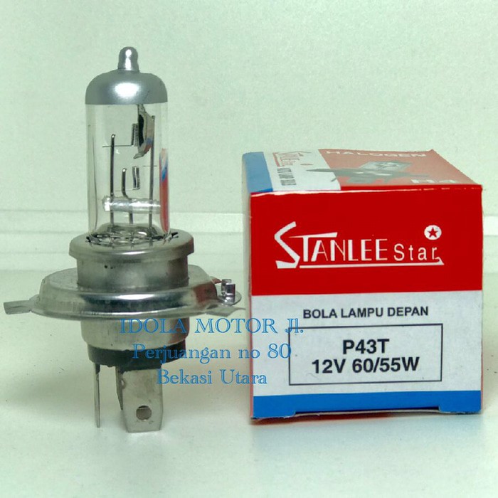 Bohlam lampu depan utama halogen H4 12v 60/55w merk stanlee star