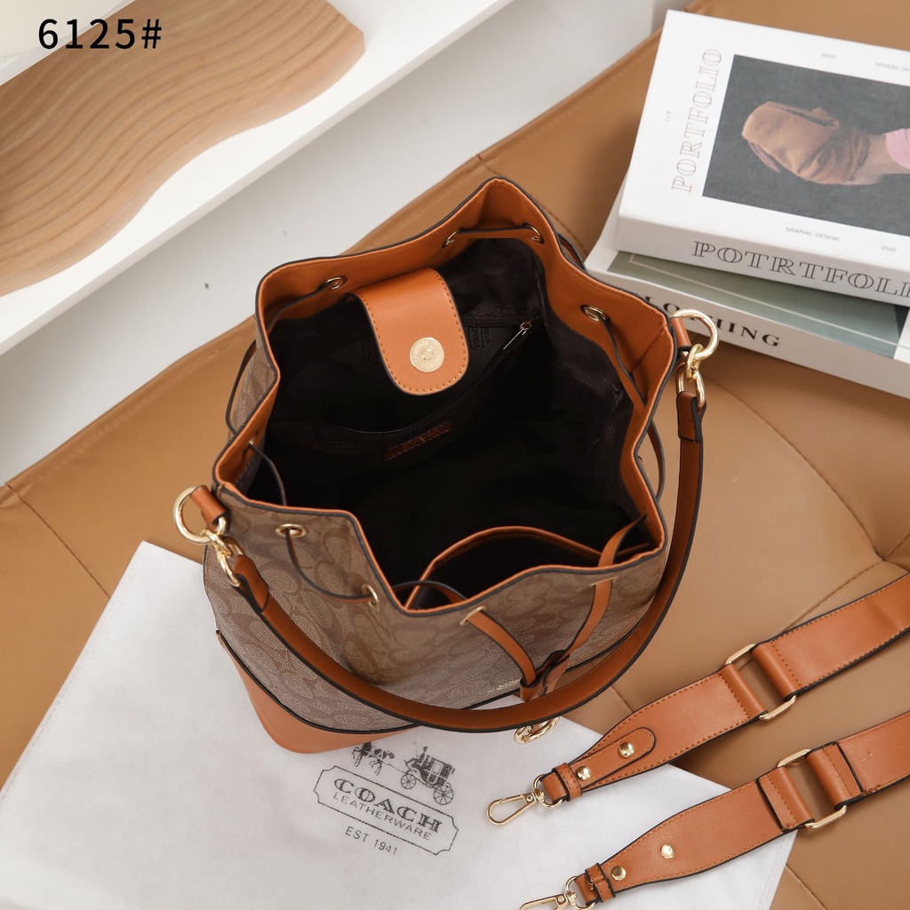 Coa Signature And Leather Bucket Bag 6125